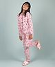 tweeny mini Rayon Knit Full Sleeves Zebras Printed Coordinating Shirt & Pajama Set - Pink