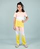 tweeny mini Cotton Knit Half Sleeves Tie Dye Coordinating Tee & Pajama Set - Yellow & Peach