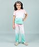 tweeny mini Cotton Knit Half Sleeves Tie Dye Coordinating Tee & Pajama Set - Pink & Green