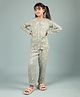 tweeny mini Rayon Knit Full Sleeves Floral Printed Coordinating Shirt & Pajama Set - Green