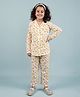 tweeny mini Pure Cotton Knit Full Sleeves Animals Printed Coordinating Shirt & Pajama Set - Cream