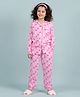 tweeny mini Rayon Knit Full Sleeves Butterflies Printed Coordinating Shirt & Pajama Set - Pink