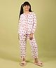 tweeny mini Pure Cotton Knit Full Sleeves Strawberries Printed Coordinating Night Suit - Red