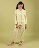tweeny mini Pure Cotton Knit Full Sleeves Lemons Printed Coordinating Night Suit - Yellow