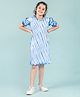 tweeny mini Pure Cotton Half Sleeves Shibori Tie Dye Dress - Classic Blue