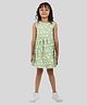 tweeny mini Pure Cotton Sleeveless Floral Printed Dress - Green