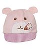 Kid-O-World Bear Face Bottle Embroidered Cap -  Pink-Diameter-50 Cms