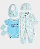 Mi Arcus 100% Cotton Peanuts Snoopy Baby Gift Set  5-Piece Blue Set: Sleepsuit, Romper, Cap, Bib & Mittens, Suitable for Newborn (0 Months)