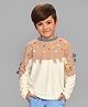 Mi Arcus Full Sleeves Colour Blocked & Polka Dots Printed Tee - Ivory