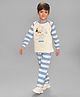 Mi Arcus Cotton Full Sleeves Dinosaur Printed Tee & Pajama Set - Blue