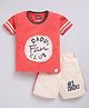 Nottie Planet Cotton Half Sleeves Dadus Fan Club Text Printed Tee With Shorts - Orange