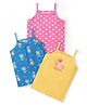 Babyhug 100% Cotton Knit Sleevless Slips Floral  Polka Dots & Text Print Pack of 3 - Multicolour