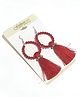 SKD Pearl With Tassel Earrings - Red