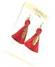 SKD Tassel With Charm Earrings -  Red