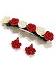 SKD Floral Embellished Hair Band & Earrings Set - White