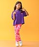 Anthrilo Half Sleeves Hearts Printed Tee & Leggings Set - Purple & Pink