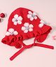 Babyhug  Floral Design Woollen Cap - Red