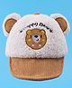 Babyhug Woollen Cap with Bear Embroidery- Brown