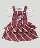 Wonderchild Rabbit Patch Detailed Checked Dress With Half Sleeves Tee - White & Maroon