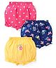 Babyhug 100% Cotton Knit Bloomer with Floral & Butterfly Print Pack of 3 - Pink Yellow & Blue