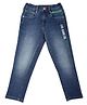 LEO Brand Name Printed Stone Wash Denim Jeans -  Blue