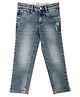 LEO Brand Name Embroidered Denim Jeans - Blue