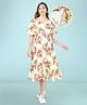 Bella Mama Woven Flutter Sleeves Maternity Dress Floral Print - White