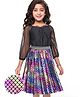 Hola Bonita Glitter Puffed Full Sleeves  Top  & Holographic Skirt with Fish Scale Print  - Multicolour