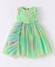 Kookie Kids Sleeveless Party Frock with Frill Detailing - Green