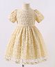 Kookie Kids Half Sleeves Party Frock with Pearl & Sequin Detailing with Star Embroidery - Beige