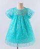Kookie Kids Half Sleeves Sequined Party Frock - Blue