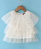 Little Kangaroos Woven Sleeveless Top with Net Detailing - Fawn Beige