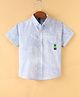 Little Kangaroos 100% Cotton Knit Half Sleeves Leaf Printed Shirt - Blue