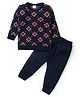 Babyhug Knit Full Sleeves Designed   Pullover Sweater & Pant Set - Navy  Blue