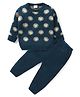 Babyhug Knitted Full Sleeves Floral Design Sweater Set - Navy Blue