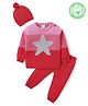 Babyhug Organic Cotton Knit Full Sleeves Sweater Set & Cap with Colour Block & Star Design - Multicolour