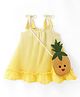 Babyhug Rayon Woven Singlet Sleeves Frock With Ombre Detailing & Pineapple Sling Bag  - Lemon