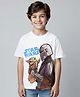 Pine Kids Lucas Cotton Knit Half Sleeves T-Shirt With Front And Back Star Wars Graphics - White