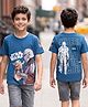 Pine Kids Lucas Cotton Knit Half Sleeves T-Shirt with Star Wars Graphics - Navy Blue