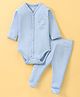 I Bears Interlock Full Sleeves Stars Printed Onesie with Bootie Pants - Green