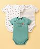 I Bears Interlock Half Sleeves Striped & Toys Printed Onesies Pack of 3 - Multicolour