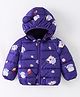 Kookie Kids Full Sleeves Front Open Padded Hooded Quilted Jacket With Space Theme Print - Blue