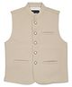CAVIO Sleeveless Solid Nehru Jacket - Cream