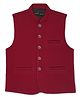 CAVIO Sleeveless Solid Nehru Jacket - Maroon