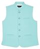 CAVIO Sleeveless Solid Nehru Jacket - Sea Green