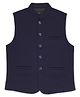 CAVIO Sleeveless Solid Nehru Jacket - Navy Blue