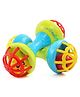 New Pinch Baby Dumb Bell Shaped Rattle Teether - Multicolor (pack of 2)