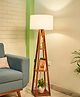 Crosscut Wooden Floor Lamp with shelves (Cotton White)