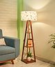 Crosscut Wooden Floor Lamp with shelves (Farm Petals)
