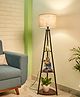 Crosscut Metal Floor Lamp with 3 shelves (Brown Jute)